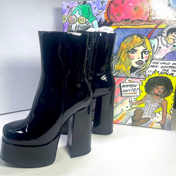 BNIB JEFFREY CAMPBELL WIDOW PATENT LEATHER PLATFORMS 6M - Picture 4 of 16